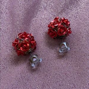 Rose rhinestone back front earring